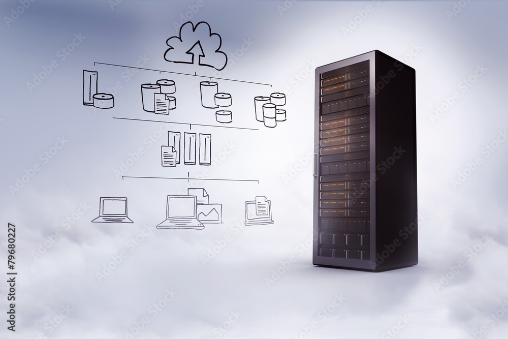 Poster Composite image of cloud computing doodle