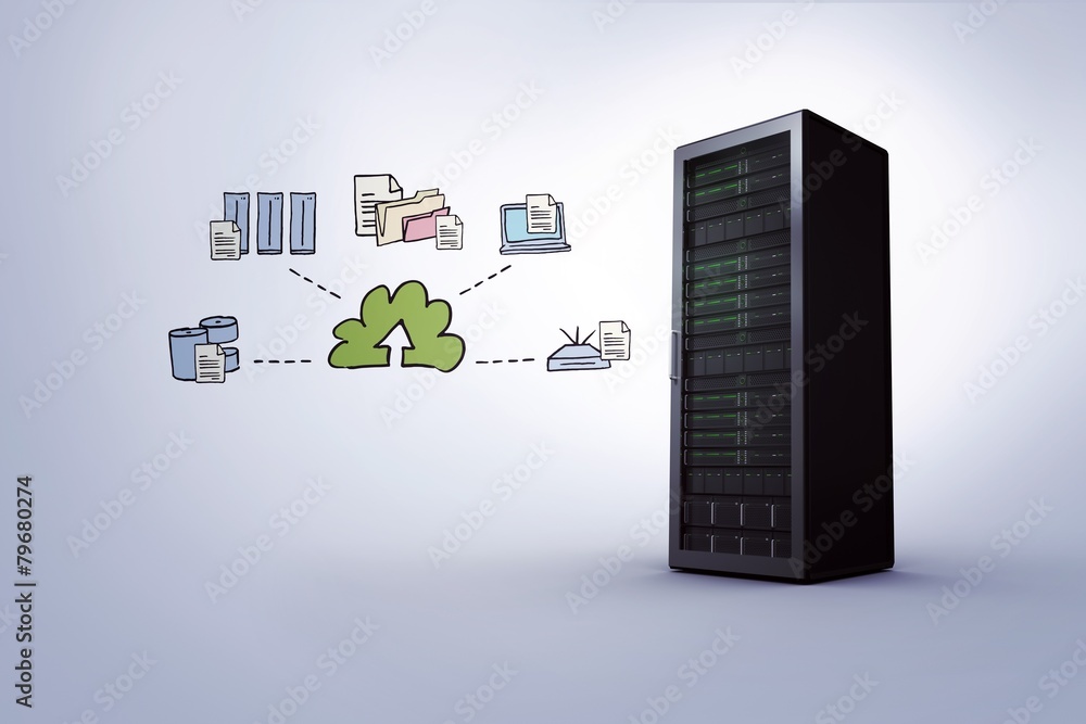 Poster Composite image of cloud computing doodle