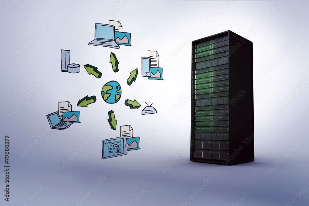 Poster Composite image of cloud computing doodle