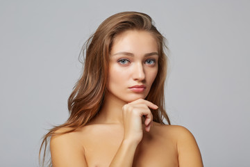 A beauty girl, on gray background
