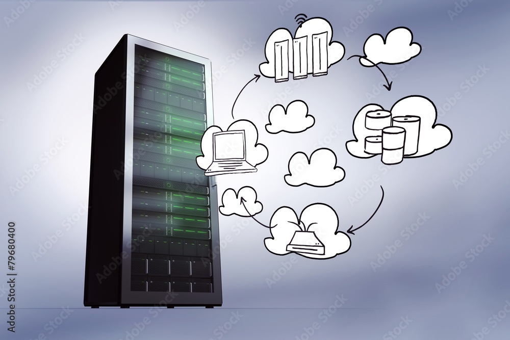Poster Composite image of cloud computing doodle
