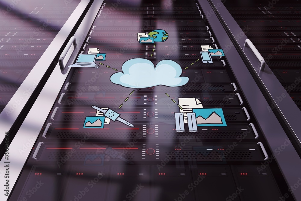 Poster Composite image of cloud computing doodle