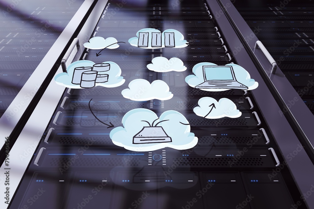 Poster Composite image of cloud computing doodle