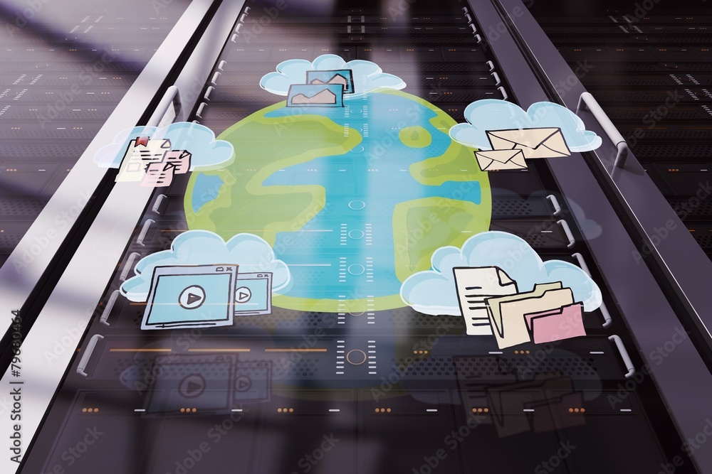 Poster Composite image of cloud computing doodle