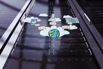 Composite image of cloud computing doodle