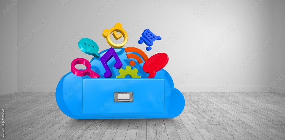 Poster Composite image of cloud computing drawer