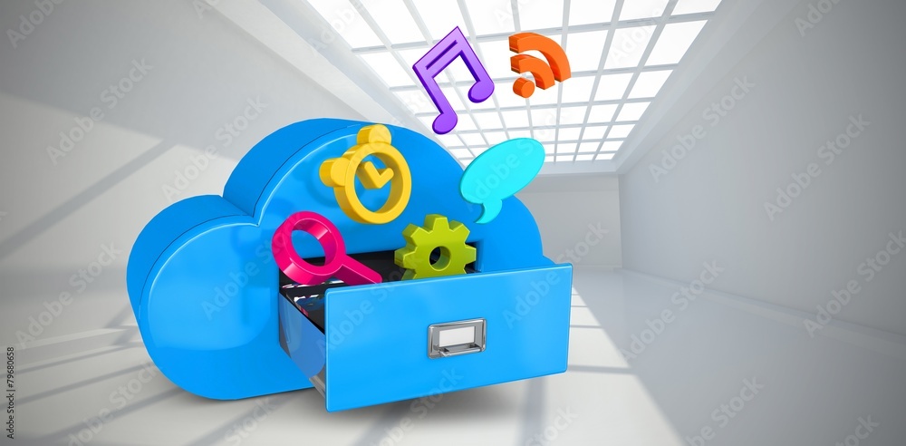 Poster Composite image of cloud computing drawer