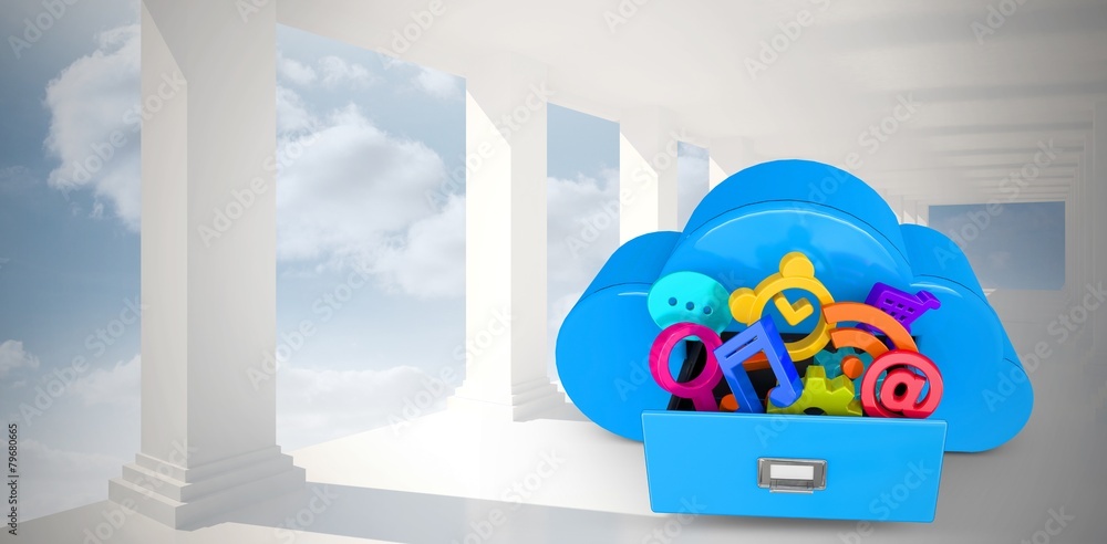 Poster Composite image of cloud computing drawer