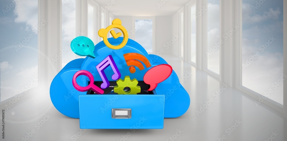 Poster Composite image of cloud computing drawer