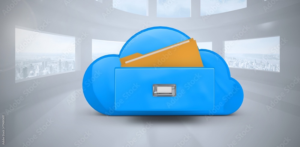 Poster Composite image of cloud computing drawer