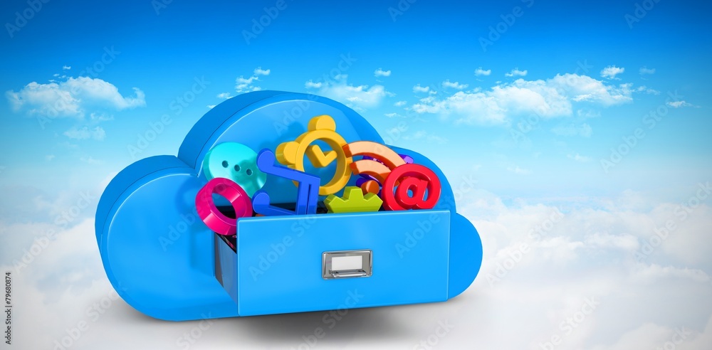 Poster Composite image of cloud computing drawer