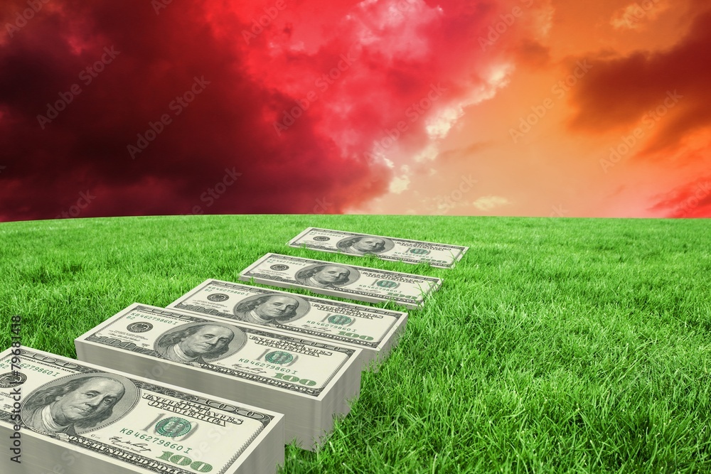 Poster composite image of stacks of dollars