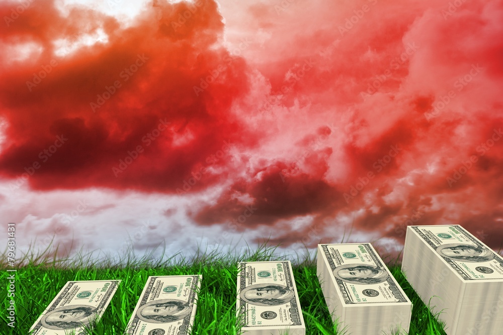 Poster composite image of stacks of dollars