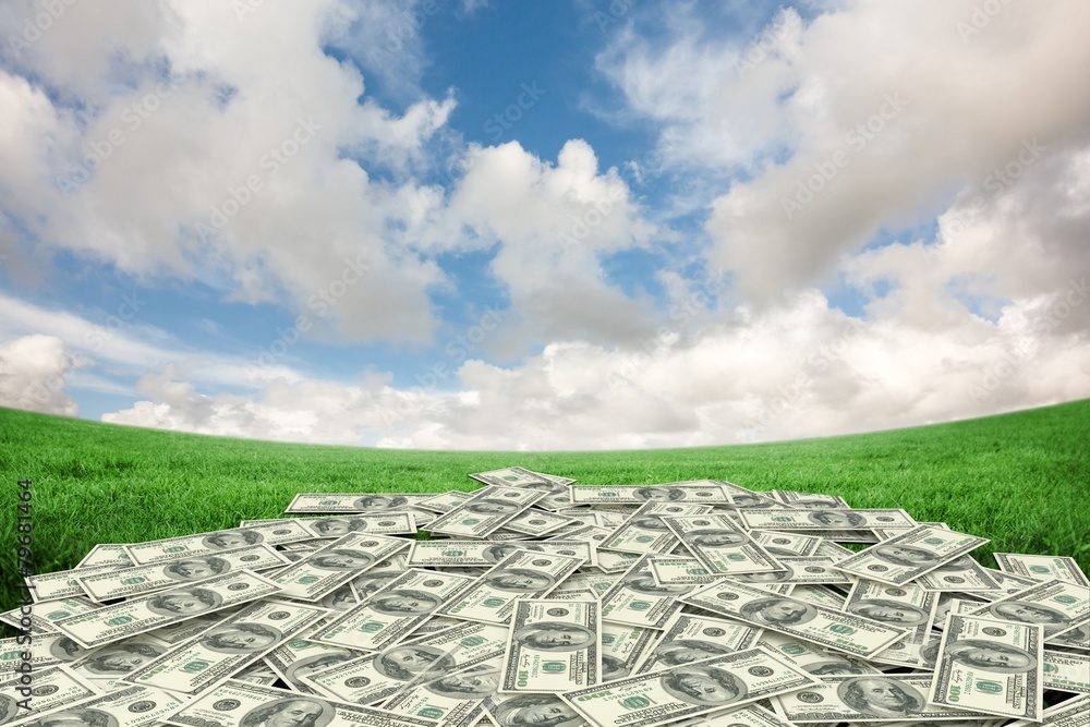 Poster composite image of pile of dollars