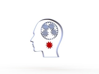 Image of gears inside of a man's head
