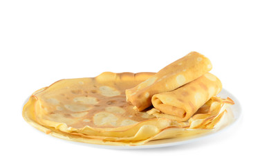 pancakes on a white plate