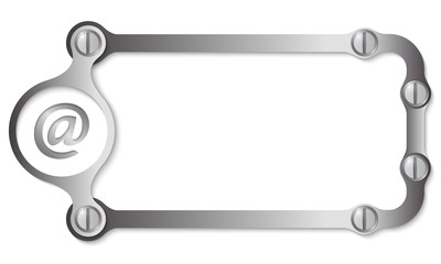vector metal frame with screws and email icon