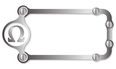 vector metal frame with screws and omega symbol