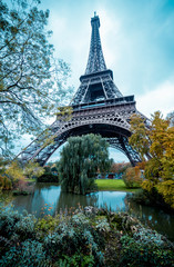 Eiffel Tower with pastel colors. Filtered image