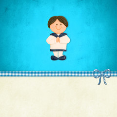 First Communion invitation, boy sailor suit