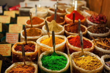 Spices at outdoor market.