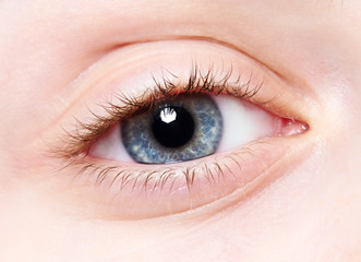 close-up child eye