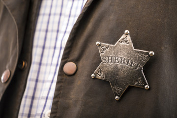 Close up of sheriff badge