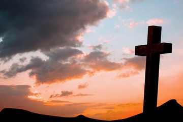 Composite image of wooden cross