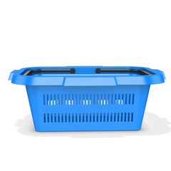 3d blue empty shopping basket