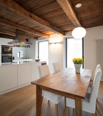 interior, dining room, and kitchen