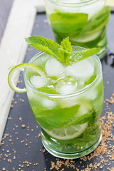 Fresh mojito cocktail, top view