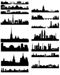 Black silhouette of famous cities