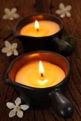Obraz na płótnie Canvas Two candle light for massage.