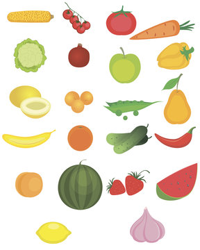 Fruits and vegetables set