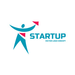 Startup - vector logo. Start-Up human character logo.