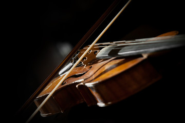 Violin on black background