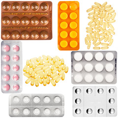 Set of pills in a plastic blister package