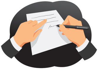 Hands of businessman are signing the contract