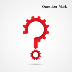 Gear question mark on background. Education and industrial conce