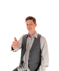 Businessman with thumb up.