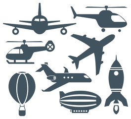 Set of aircrafts  icons