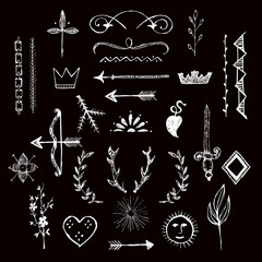 Various hand drawn design elements