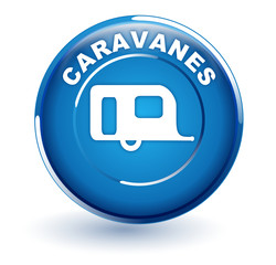 caravanes sur bouton bleu