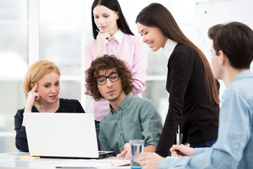 Business team working with laptop