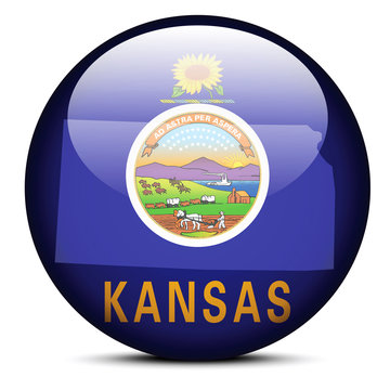 Map on flag button of USA Kansas State