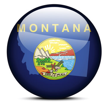 Map on flag button of USA Montana State