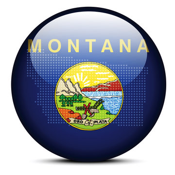 Map with Dot Pattern on flag button of USA Montana State