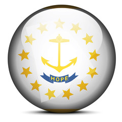 Map on flag button of USA Rhode Island State