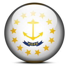 Map with Dot Pattern on flag button of USA Rhode Island State