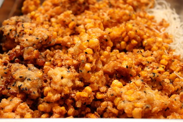 food in dish  pepper sauce ontop